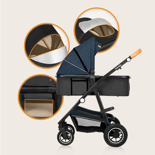 lionelo Amber 3 w 1 Black Silver — Wózek wielofunkcyjny
